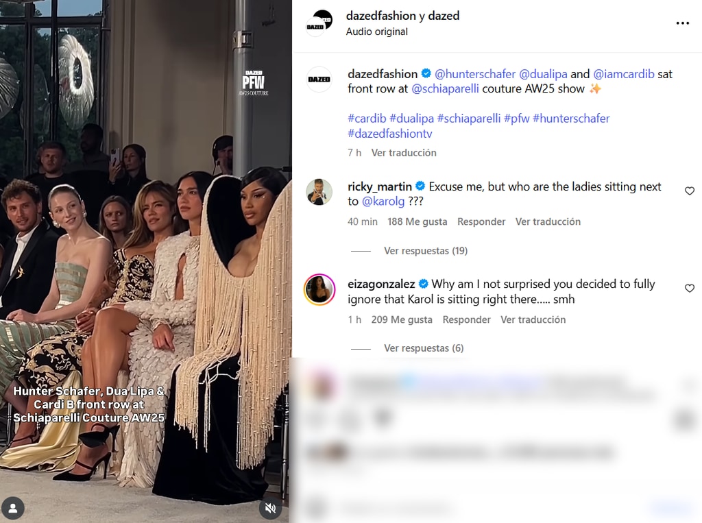 Karol G fue omitida del post de una publicación de moda sobre el Paris Fasion Week