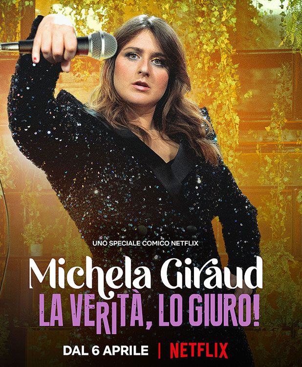 Imagen promocional de 'Michael Giraud. La verita, lo giuro!'. La cómica italiana hace un repaso de su vida a través de un monólogo donde tira de sarcasmo y sentido del humor para afrontar sus problemas 