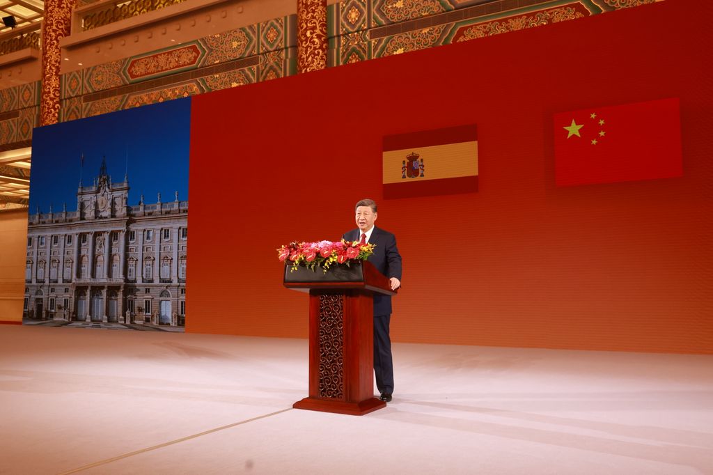 El presidente chino, Xi Jinping en el discurso de la cena de gala en Pekín ante los Reyes 