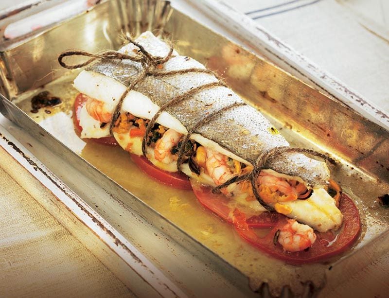 receta merluza rellena langostinos mejillones pescados
