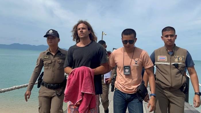 Daniel Sancho en el momento del arresto en Tailandia