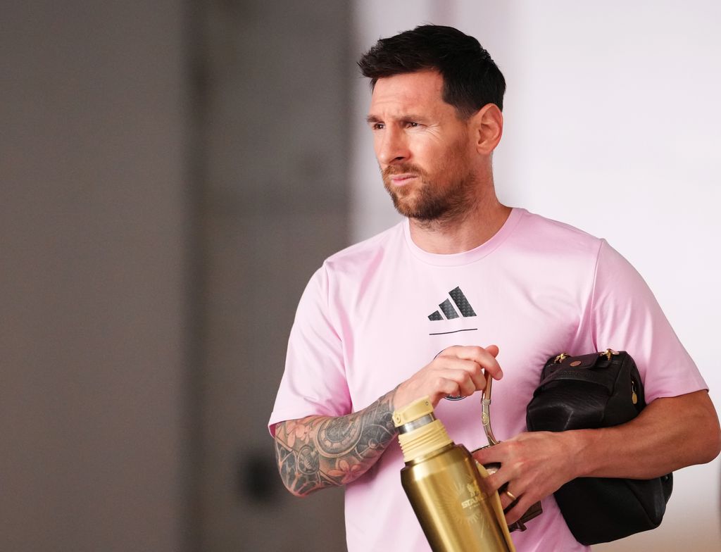 MIAMI, FLORIDA - AUGUST 12: Lionel Messi #10 of Inter Miami CF arrives at the stadium prior to the Leagues Cup Phase One match between Inter Miami CF and Leon at Nu Stadium on August 12, 2026 in Miami, Florida. (Photo by Rich Storry/Getty Images)