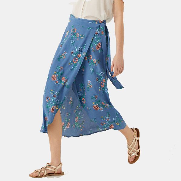 falda pareo larga azul flores