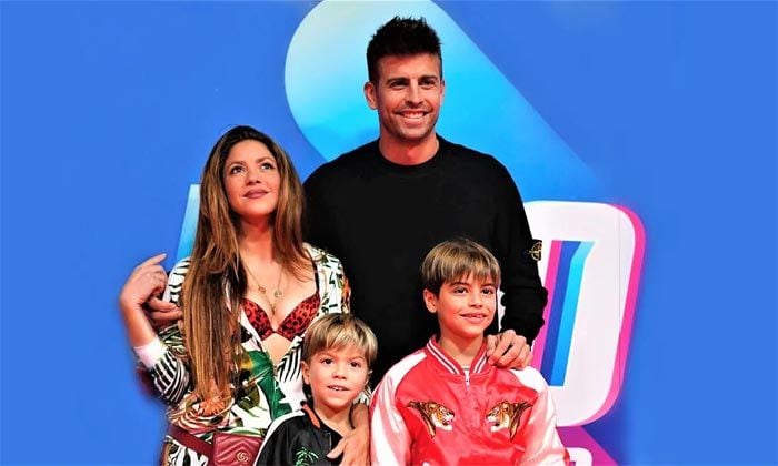 Shakira y Piqué con sus dos hijos