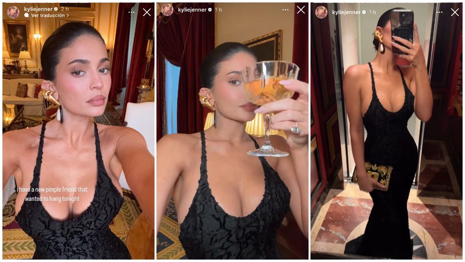 Kylie Jenner presumiendo su look para una entrega de premios en Roma