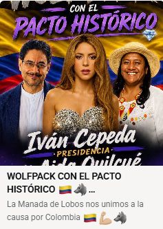 Cartel engañoso para la campaña electoral de Colombia con la imagen de Shakira