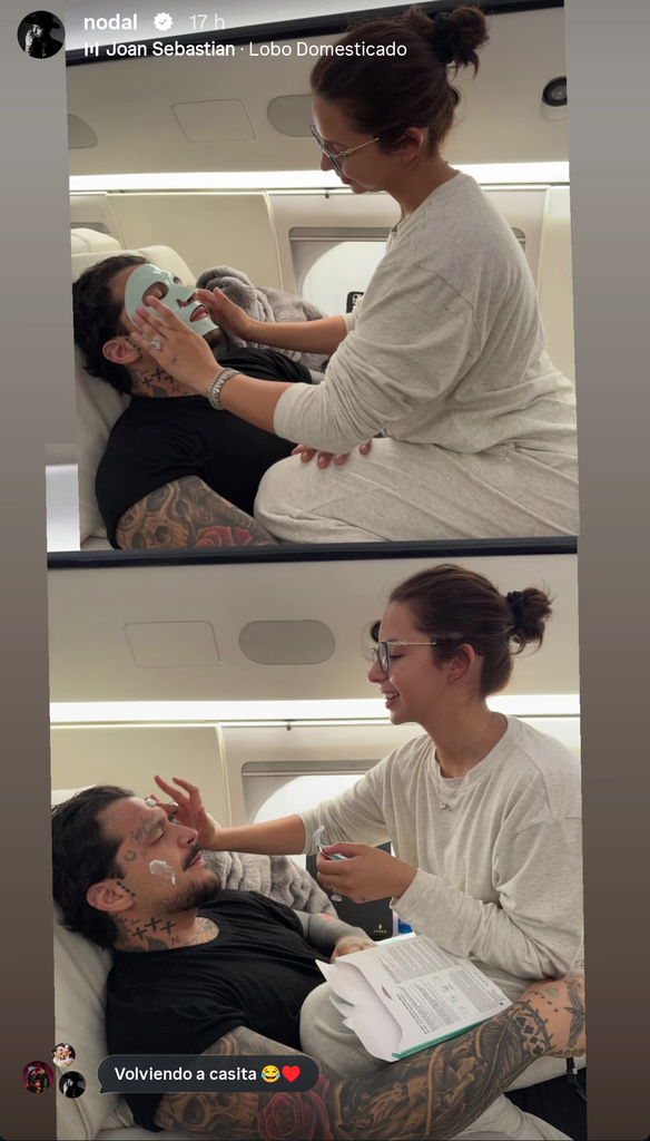 Nodal y Ángela aprovecharon el viaje desde España para una sesión de cuidado de la piel.
