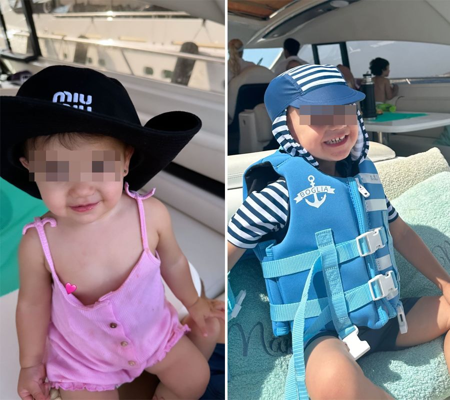 Marc Cucurella y sus hijos de vacaciones en Ibiza el 17 de julio de 2024