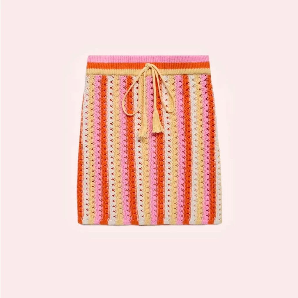 Falda crochet bicolor de Mango