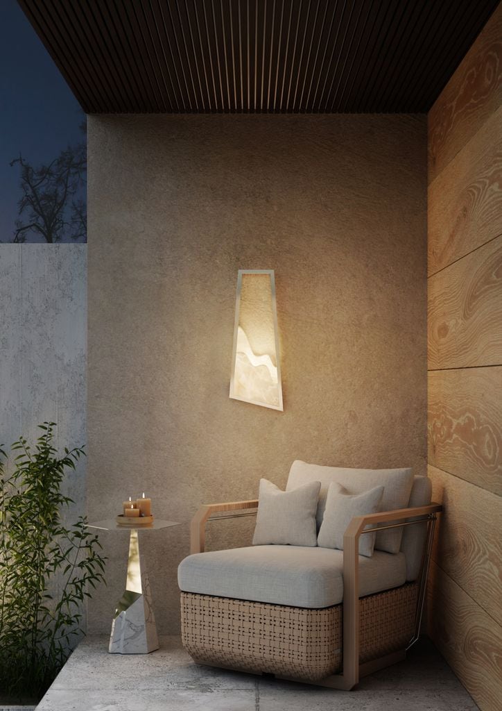 Terraza con aplique de pared