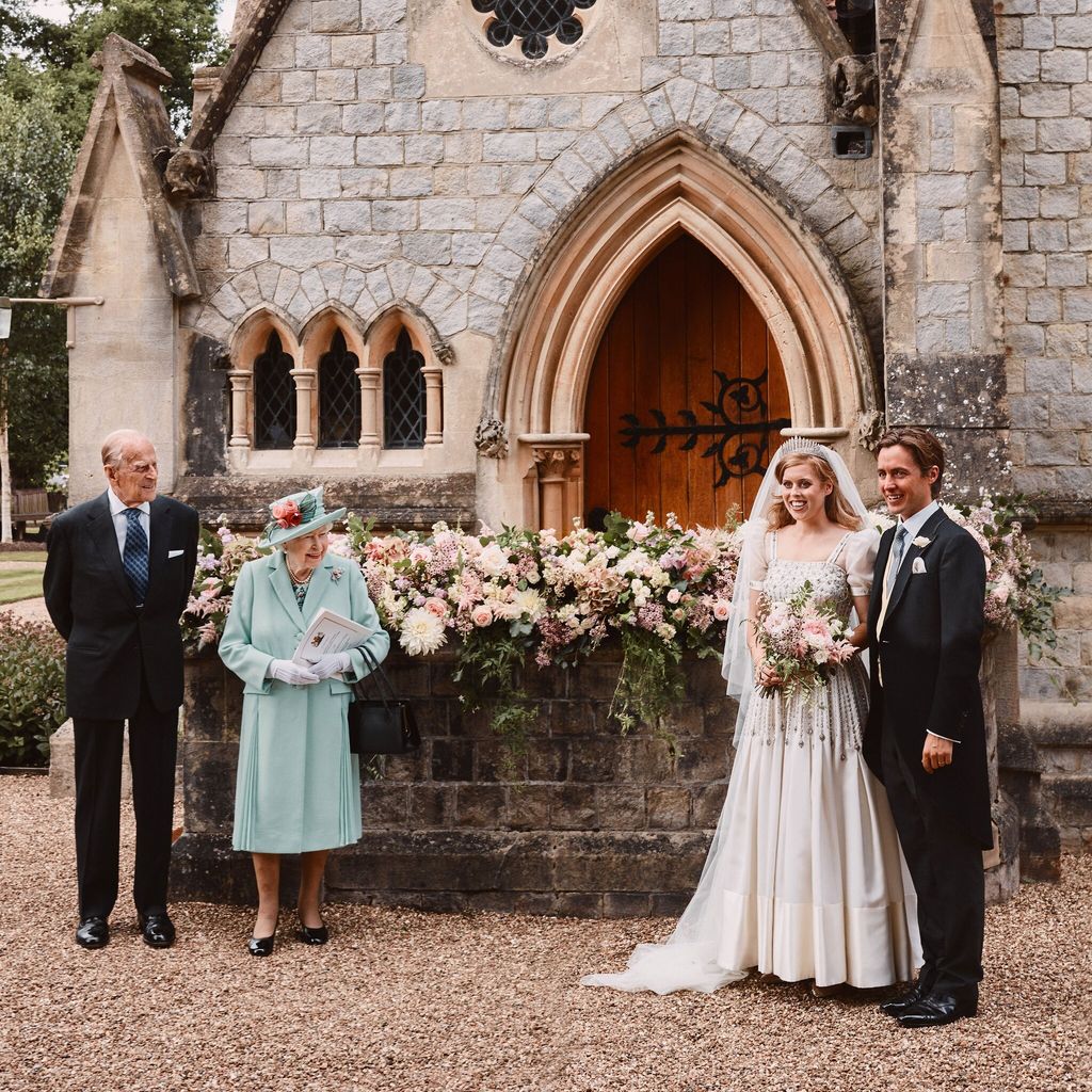 princess beatrice and mr mapelli mozzi are photographed with the queen and the duke of edinburgh 