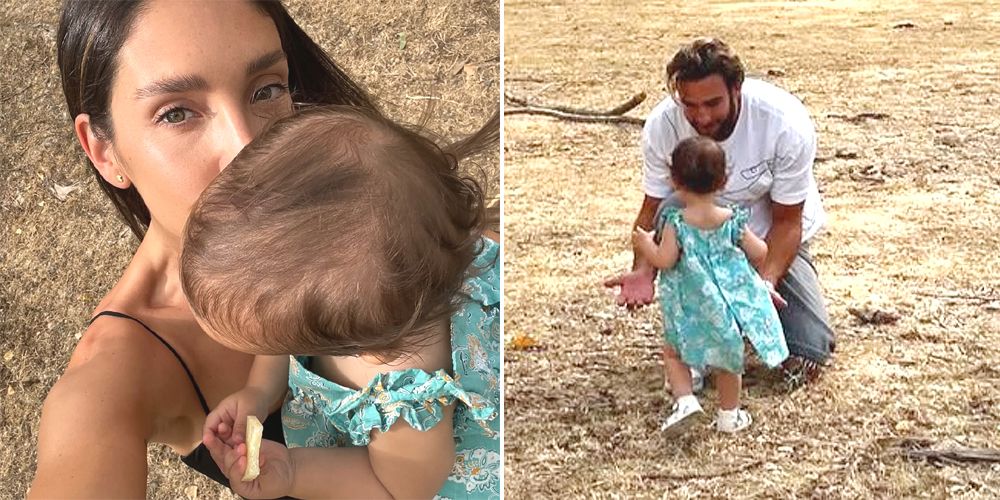 Celia Pedraza con su hija y su novio, Maziu Fernández