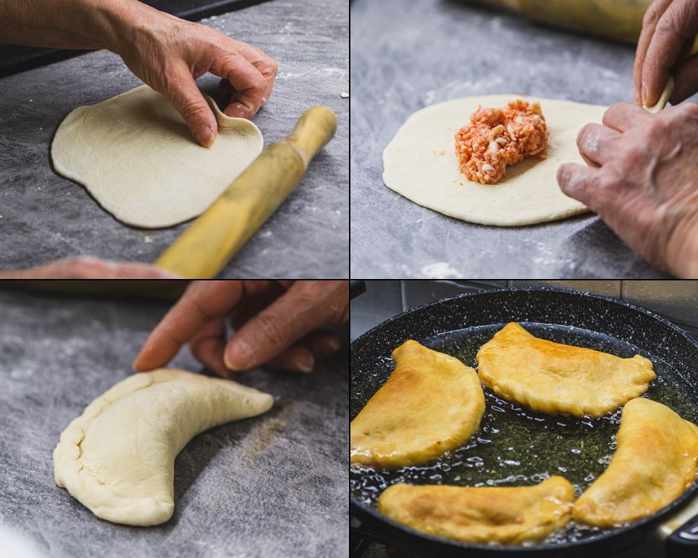 Pasos para preparar los panzerotti clásicos.