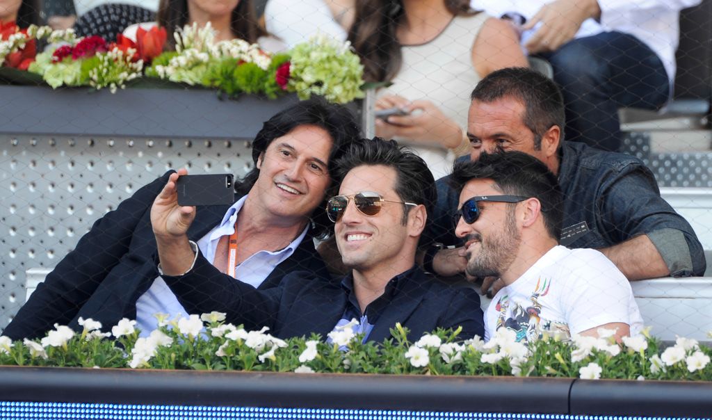 Javier del Castillo "Poty", David Bustamante, David Villa y Manu Carreño en el Mutua Madrid Open. 2014