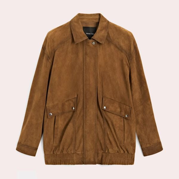 Chaqueta bomber bolsillos piel ante