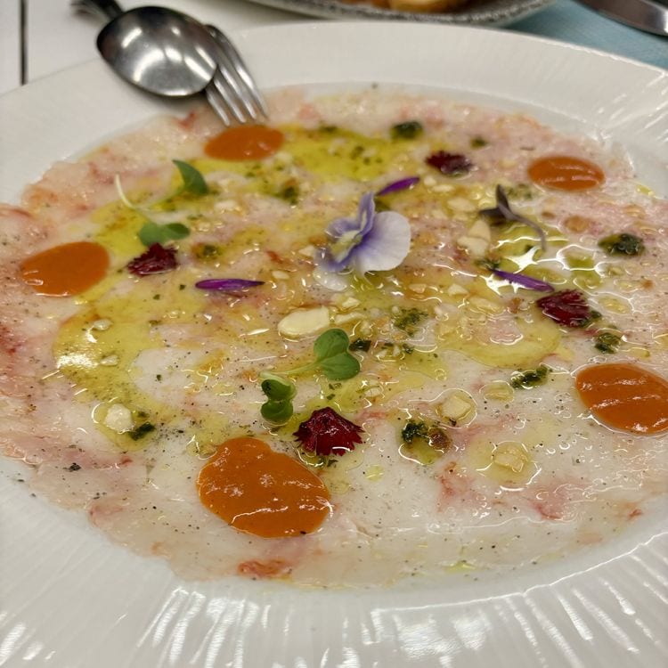 'Carpaccio' de gamba roja, El Roque de los pescadores