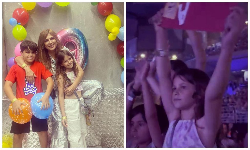 Raquel Perera y sus hijos con Alejandro Sanz