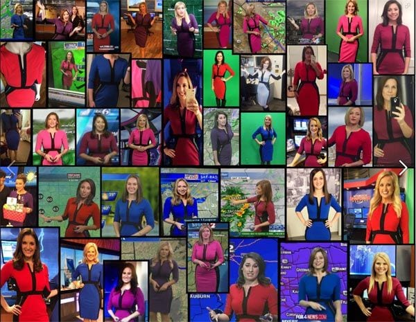 Jennifer Myers hizo un collage con más de 40 fotos de compañeras llevando el mismo vestido
