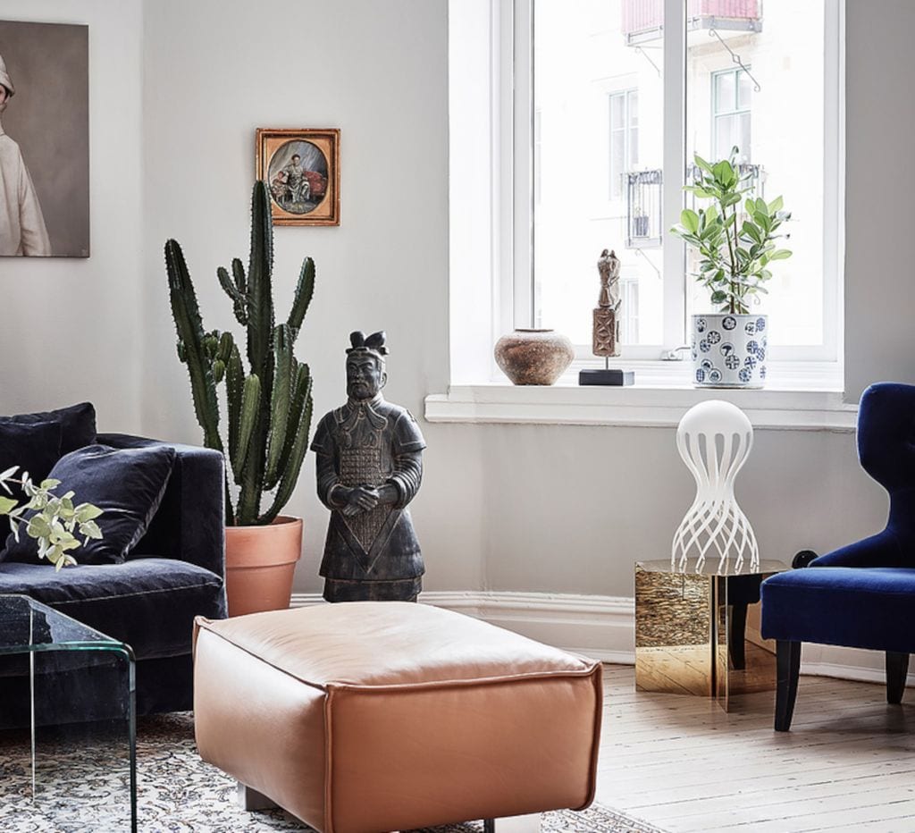 Salón con decoración ecléctica