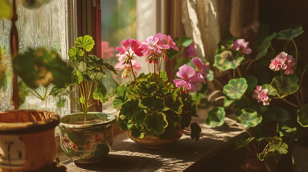 Geranios en interior