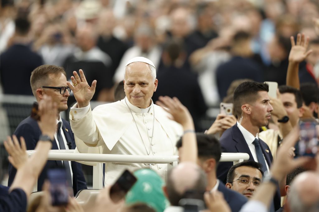 El Papa León XIV en el Bernabéu