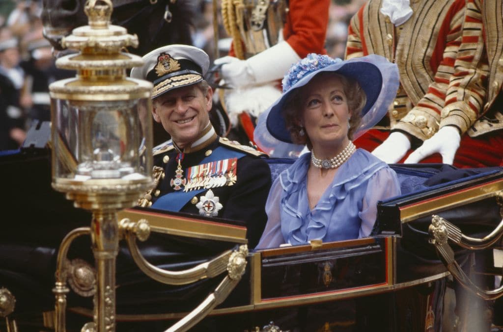 El príncipe Felipe de Edimburgo y Frances Shand Kydd en la boda de Diana de Gales
