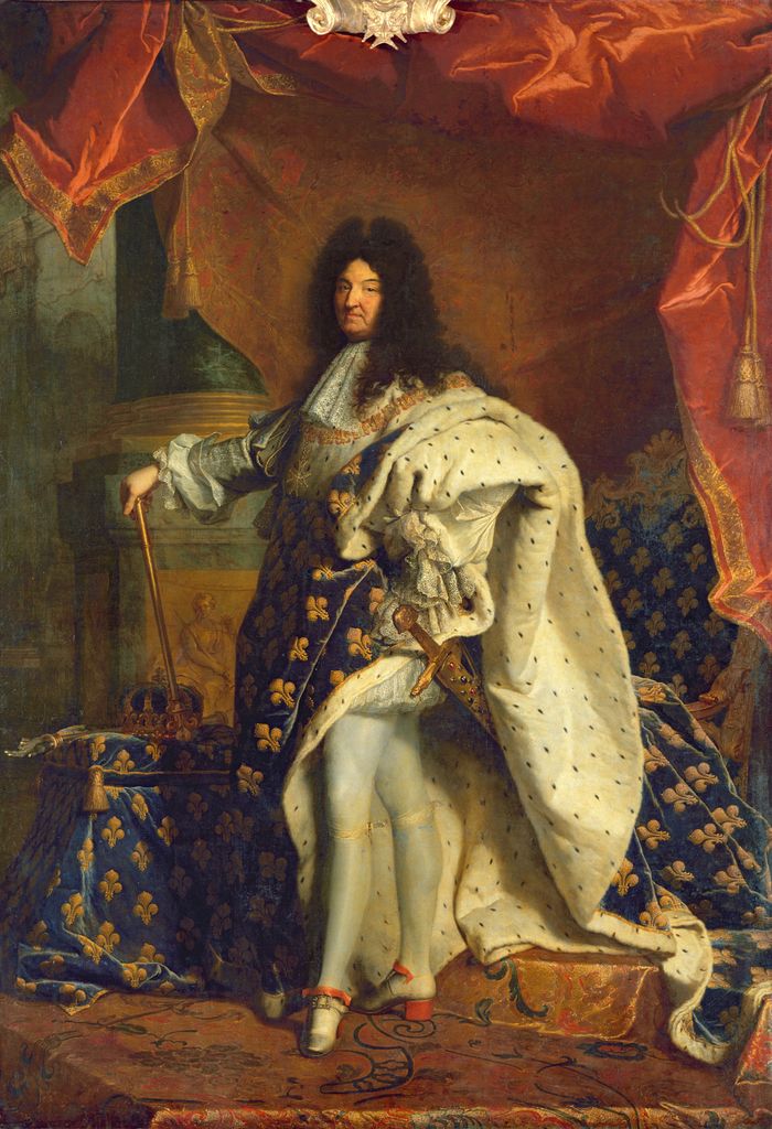 El rey Louis XIV con zapatos de tacón, 1701.