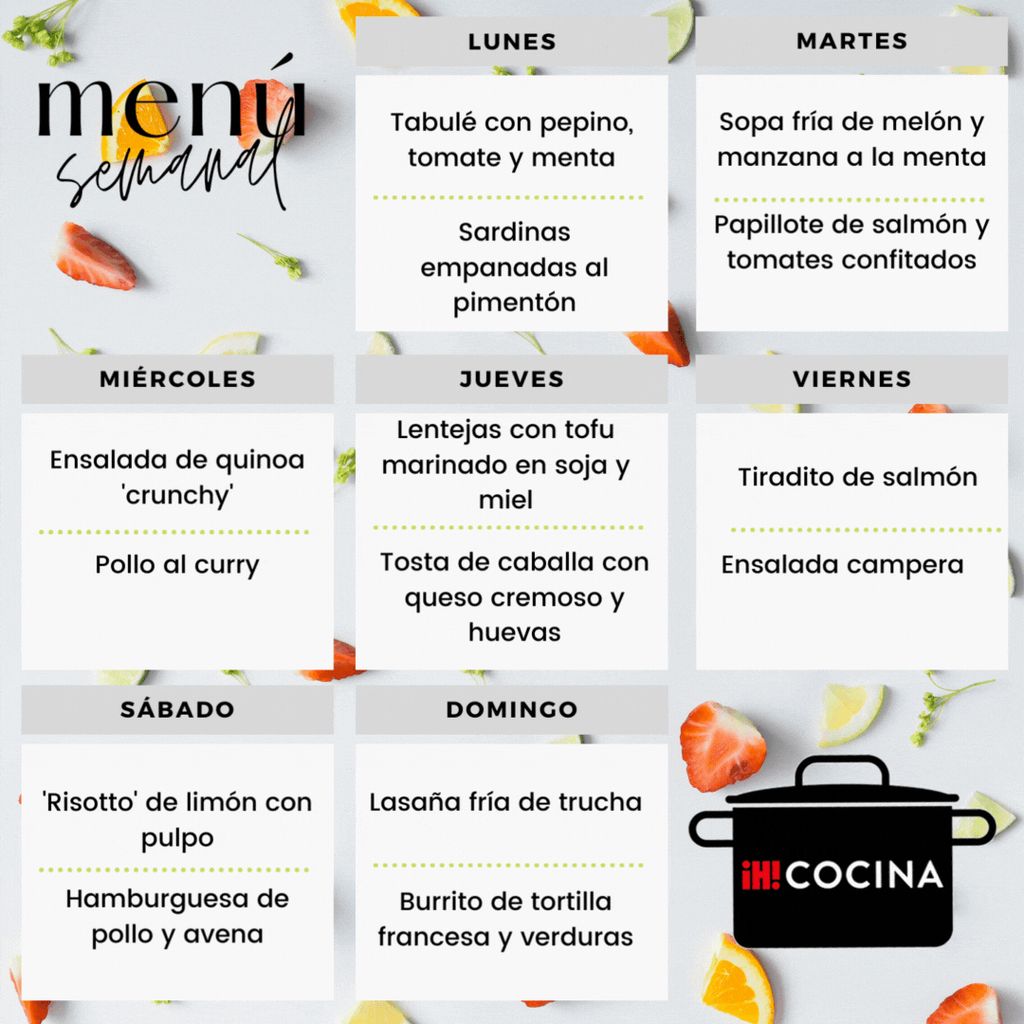 Menú semanal del lunes 17 al domingo 23 de julio