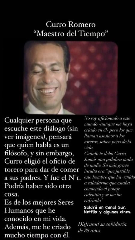 Las palabras de admiración y cariño con las que Enrique Solís habla del marido de su madre, Curro Romero