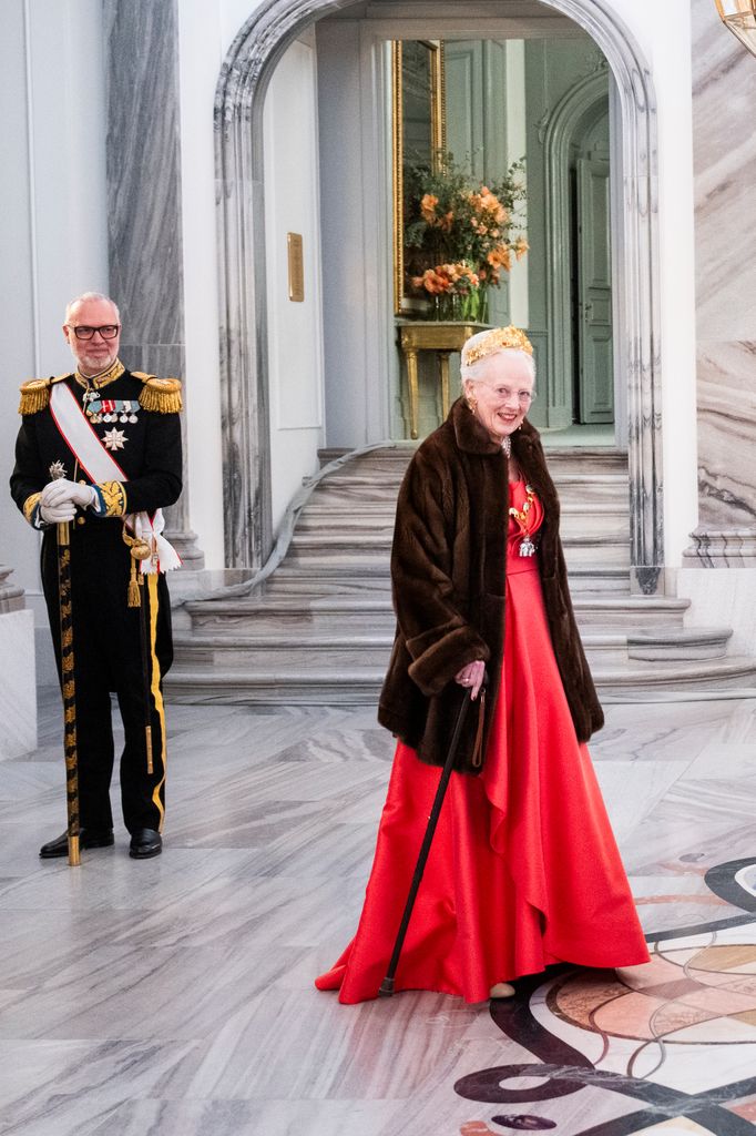 COPENHAGEN, DENMARK - JANUARY 1: Queen Margrethe of Denmark attends the New Year's Court/the New Year's Day Parade hosted by King Frederik X of Denmark and Queen Mary of Denmark at Christian VII's Palace on January 1, 2026 in Copenhagen, Denmark. (Photo by Martin Sylvest Andersen/Getty Images)
