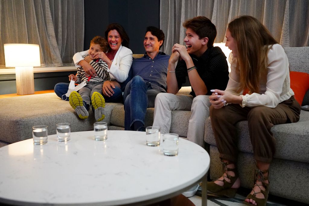 Justin Trudeau y Sophie Grégoire con sus tres hijos, Xavier, Ella-Grace y Hadrien