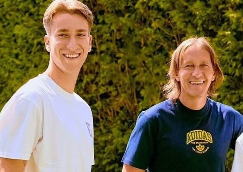 Michel Salgado con su hijo Miguel