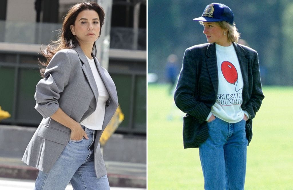 La combinación de jeans y saco tan utilizada por Lady Di puede ser tan casual como sofisticada, todo radica en los accesorios
