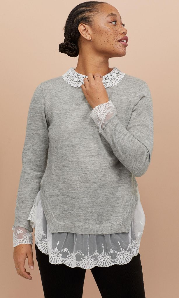 statement sweater tejido con encaje de h amp m
