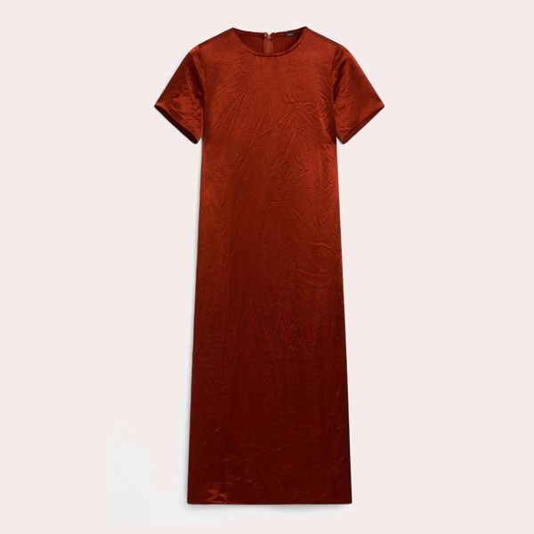 Vestido midi satinado fluido