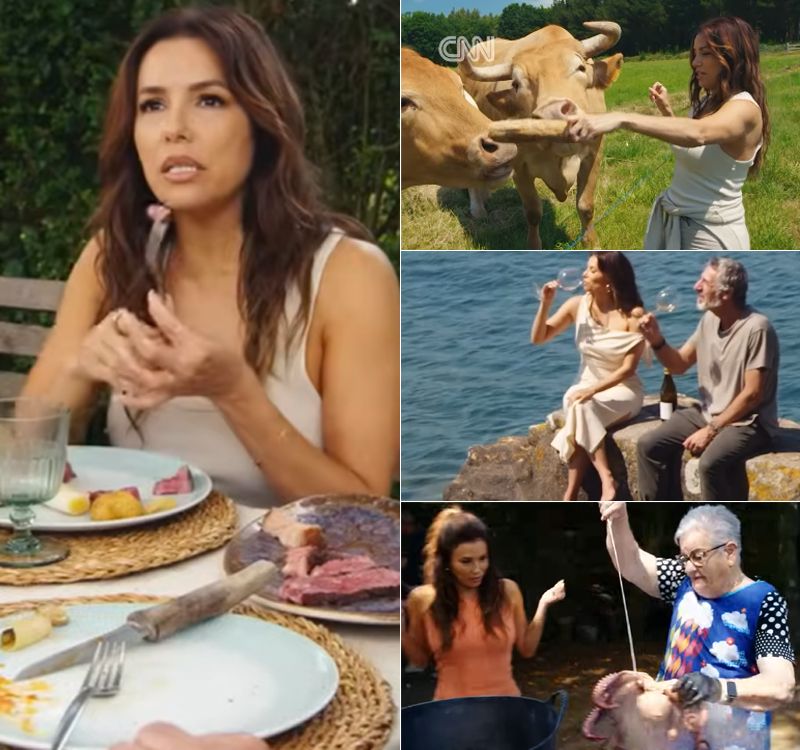 Además de percebes, en el episodio dedicado a Galicia, Eva pudo probar la carne de vaca rubia gallega, el vino Albariño o el no menos famoso pulpo.