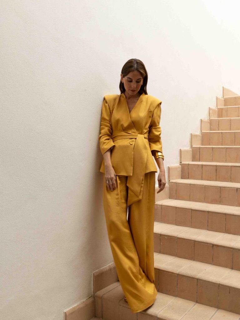Lourdes Montes vestida de Bimani con su colección para la Feria de Abril.
