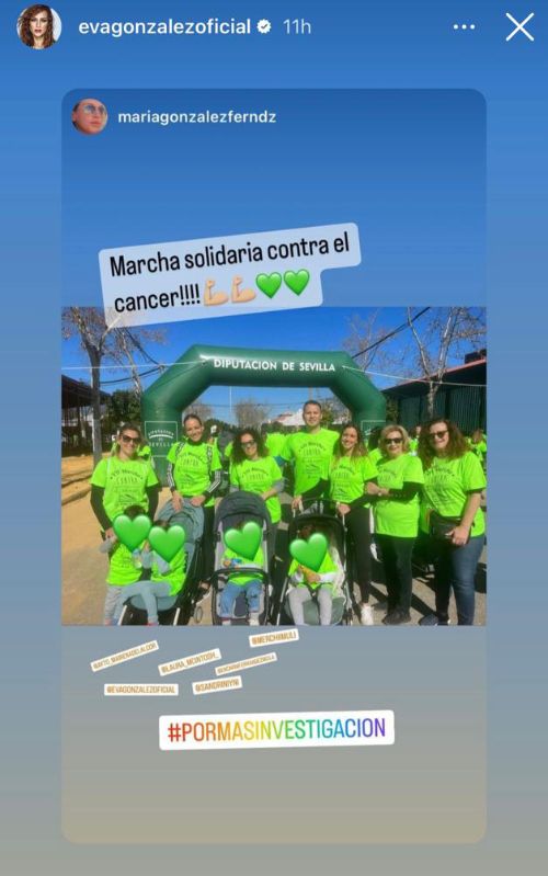Eva González asiste a una carrera solidaria contra el cáncer en Sevilla