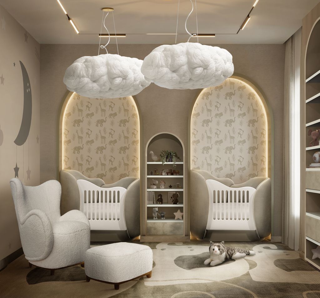 Dormitorio de bebé para compartir entre dos hermanos gemelos o mellizos