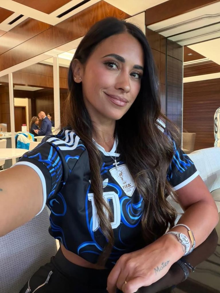 La mujer de Messi, ayer en el AT&T Stadium de Dallas