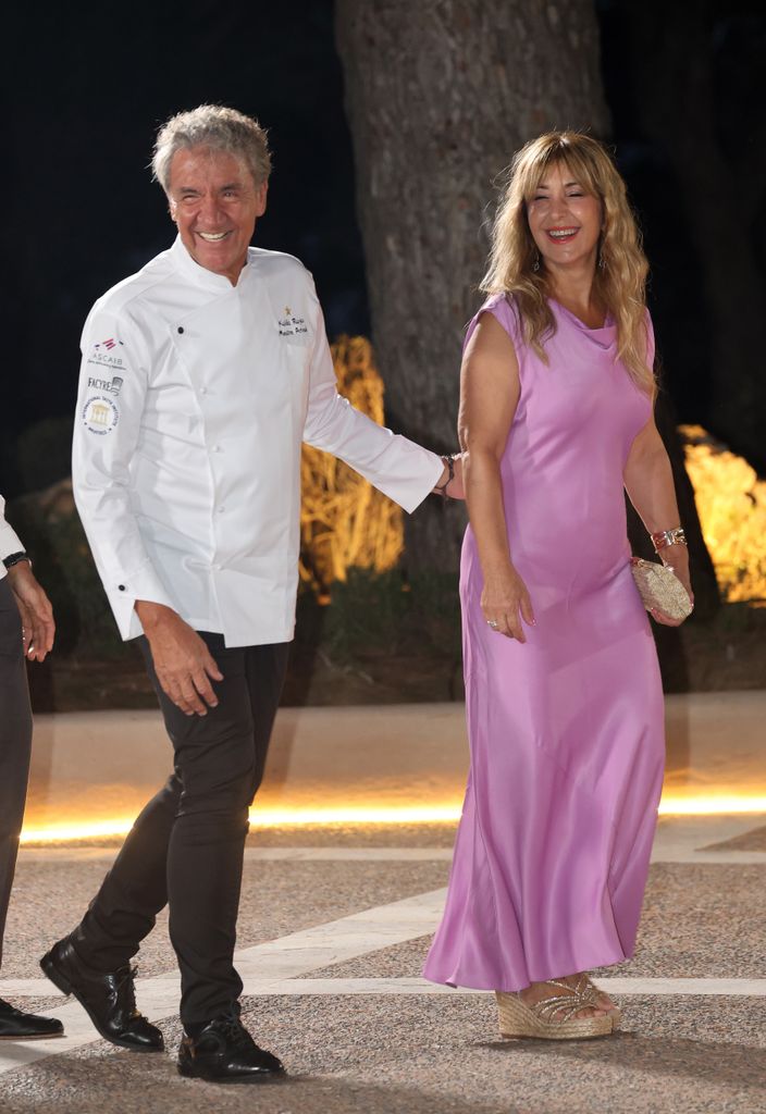Koldo Royo y su mujer Joana asisten a la recepción a las autoridades y una representación de la sociedad balear que ofrecen los Reyes en el Palacio de Marivent, a 4 de agosto de 2025, en Palma de Mallorca (Islas Baleares, España)