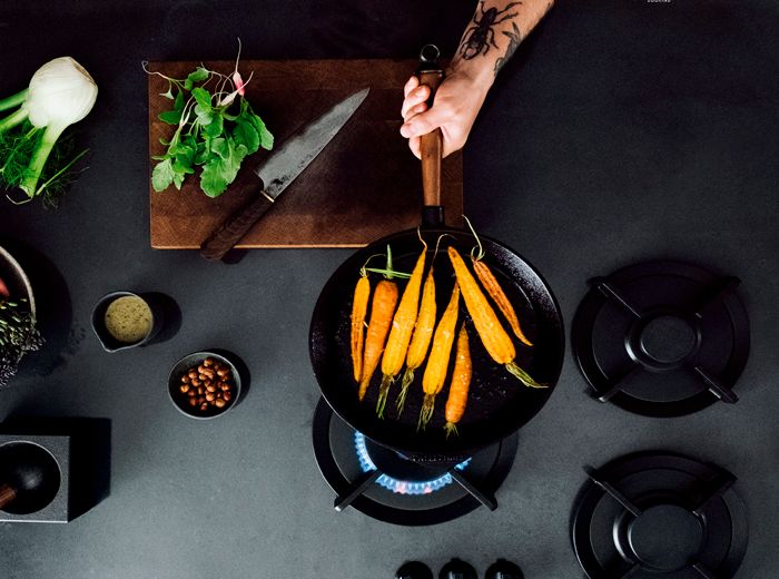 Cocinar en fogones de gas integrados