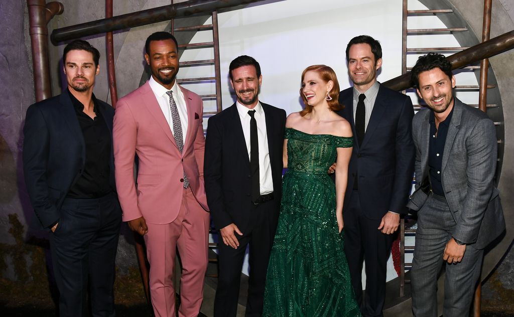 Jay Ryan, Isaiah Mustafa, James Ransone, Jessica Chastain, Bill Hader y Andy Bean en el estreno de "It: Chapter Two" en Los Ángeles en agosto de 2019