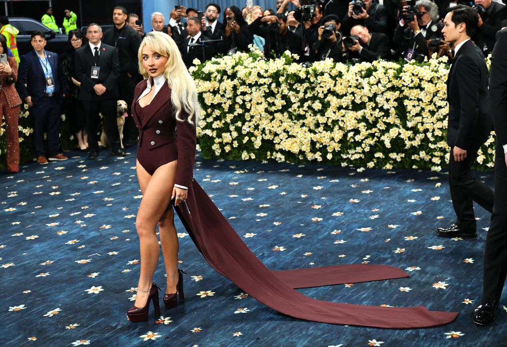 NEW YORK, NEW YORK - MAY 05: Sabrina Carpenter attends the 2025 Met Gala Celebrating "Superfine: Tailoring Black Style" at Metropolitan Museum of Art on May 05, 2025 in New York City. (Photo by Theo Wargo/FilmMagic)