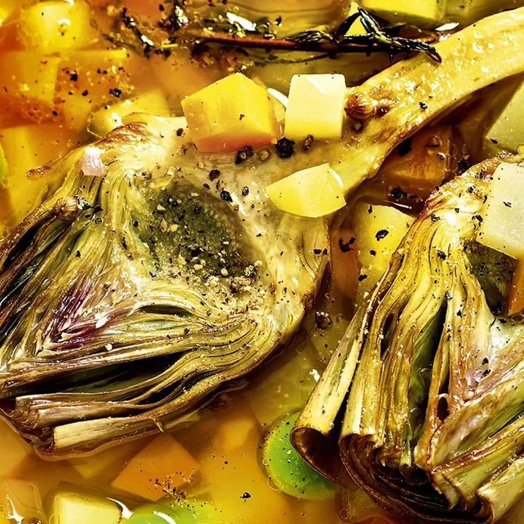 Barigoule de alcachofas.