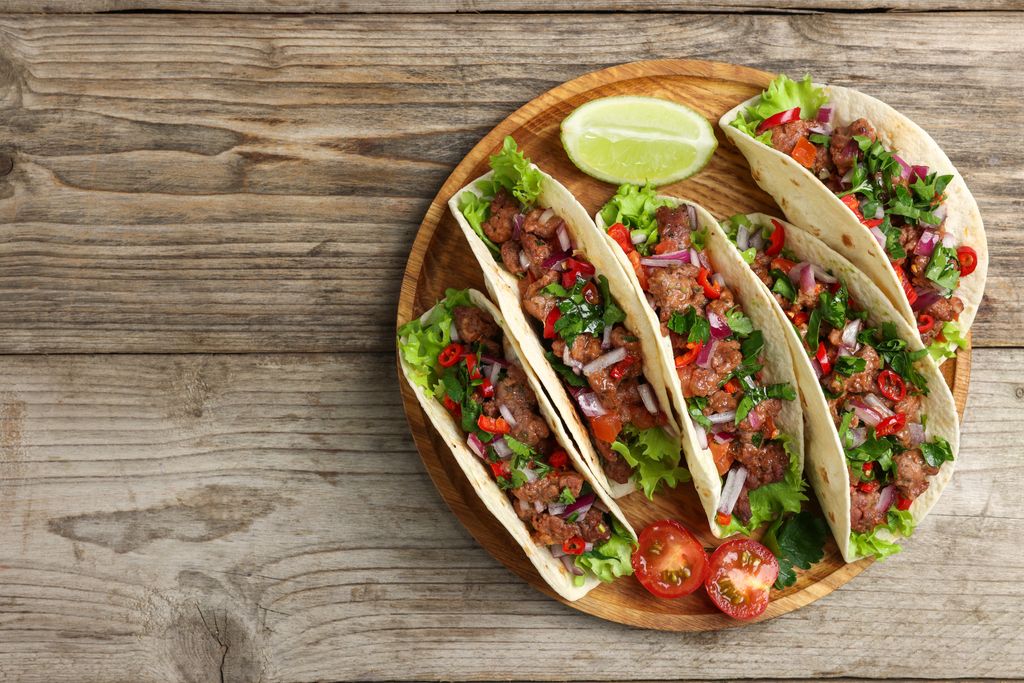 Tacos de verduras ultracongeladas con guacamole