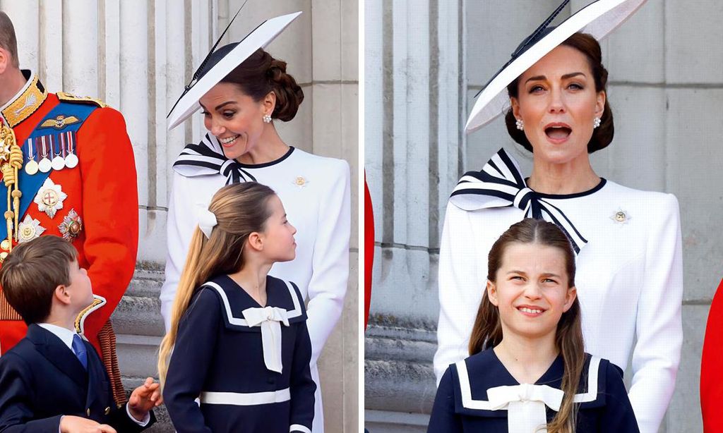 
Con paso firme, participando en todo momento de las celebraciones, cantando el himno (‘¡Dios Salve al Rey!’) y sin perder la sonrisa, que no la abandonó ni un momento, la princesa disfrutó junto a su marido, el príncipe Guillermo, y sus hijos de ‘un día muy especial’, como confesó en uno de los mensajes que compartieron tras la jornada. Guillermo llevaba el uniforme de coronel de la Guardia Galesa, con las medallas de los jubileos y de la coronación, y sus hijos vestían todos a juego con estilo marinero
