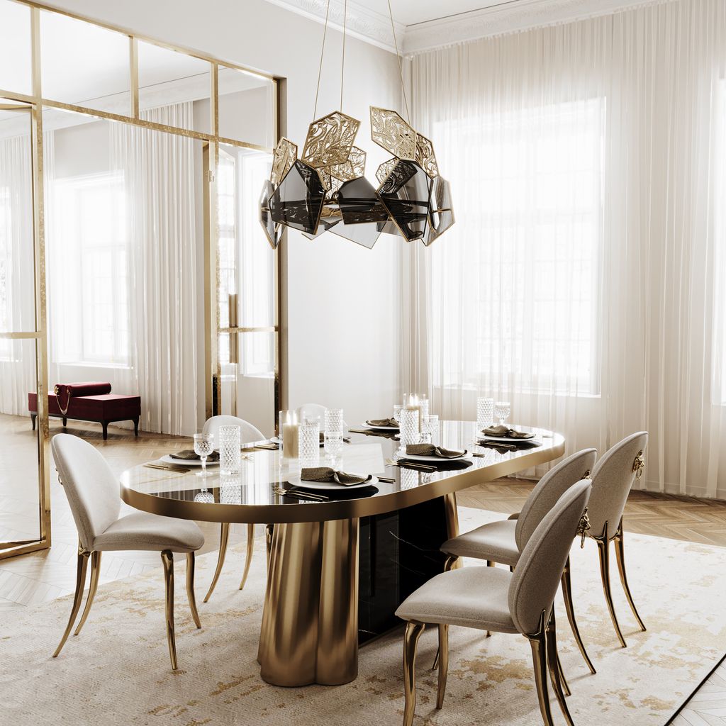 Comedor con lámpara vanguardista