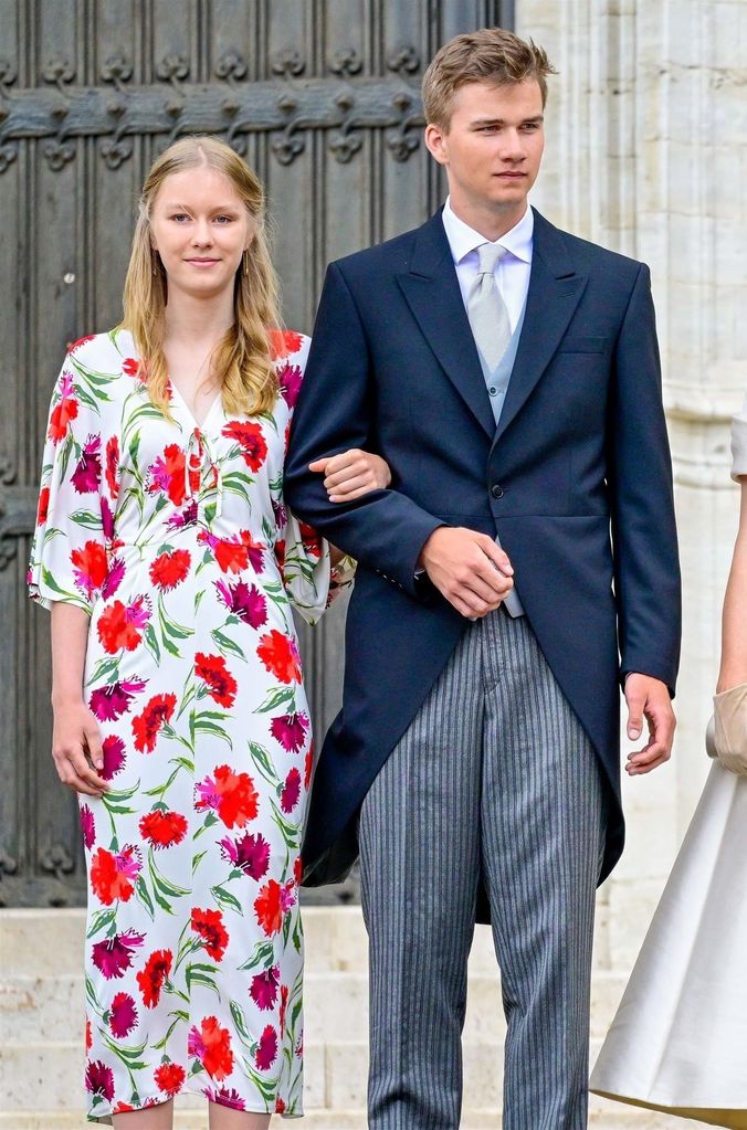 Eléonore de Bélgica con look estampado