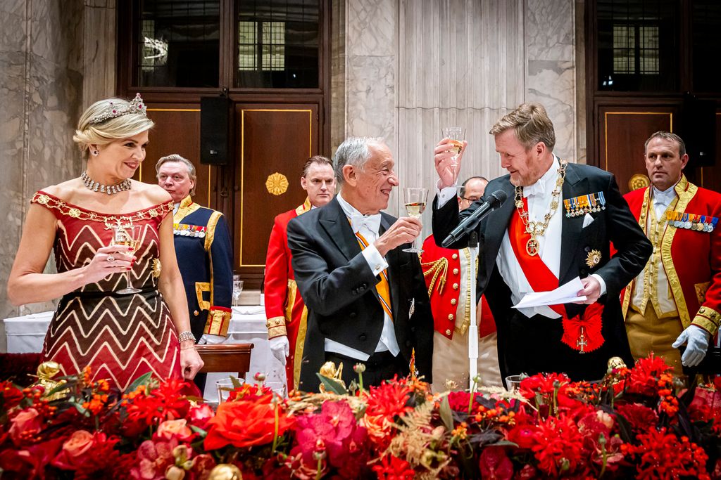 Guillermo de Holanda y Máxima de Holanda en una cena de Estado al presidente de Portugal 